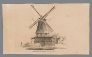 Näkymä De Vinkin tuulimyllylle Weteringpoortin ulkopuolella Windmill de Vink Wetering Poortin ulkopuolella (otsikko esineessä) tekijältä Johannes Cornelis van Pappelendam