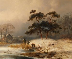 Johannes Franciscus Hoppenbrouwerin harjakeräilijä talvimetsässä