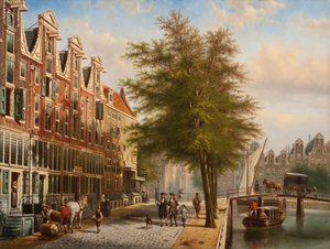 Näkymä Leidsegrachtille ja Herengrachtille, Amsterdam tekijältä Johannes Franciscus Spohler