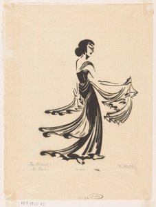 Tanssi (alkuperäinen nimi esineessä) jaavalainen tanssija (alkuperäinen sarjan nimi esineessä) tekijältä Johannes Frederik Engelbert ten Klooster (signed by artist)