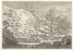 Rokko, jossa on lammaslauma Maisemat Chartreuzer-vuorilla (sarjan nimi) tekijältä Johannes Glauber