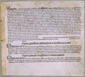Lettre d’indulgence (pour l’expédition contre les Turcs et la défense de Chypre), (Mayence, Johannes Gutenberg, 1455) tekijältä Johannes Gutenberg