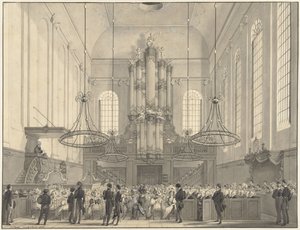 Prof. dr. van der Palm saarnaa Haagin luterilaisessa kirkossa kuninkaalliselle perheelle, 1828 tekijältä Johannes Hari (I)