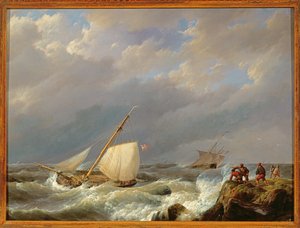 Alukset Leen rannalla tuulen räjähdyksessä, 1844