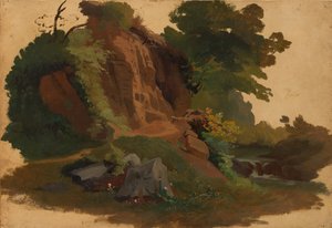 Rocky Outcrop puron varrella roomalaisessa Campagnassa, n. 1835-40. tekijältä Johannes Jakob Frey