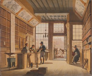 Kirjakauppias Pieter Meijer Warnarsin myymälä Vijgendamilla Amsterdamissa Pieter Meijer Warnarsin (1792-1869) kirjakauppa Vijgendamissa, Amsterdamissa