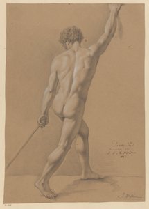 Seisova miesalaston näkymä takaa (3. palkinto 1812) tekijältä Johannes Joseph Maria Watrin