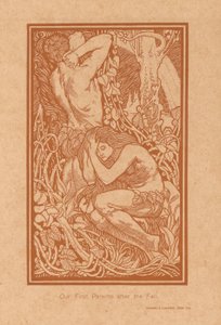 Adam ja Eva na de zondeval Ensimmäinen vanhempamme syksyn jälkeen (otsikko esineessä) tekijältä Johannes Josephus Aarts