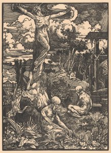 Ristiinnaulittu mies mäkisessä maisemassa tekijältä Johannes Josephus Aarts