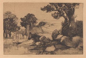 Maisema miehen ja naisen kanssa rannalla tekijältä Johannes Josephus Aarts