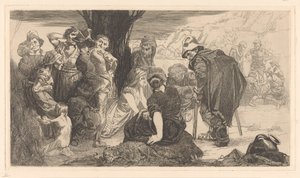 Miehet, naiset ja lapset puun ääressä tekijältä Johannes Josephus Aarts