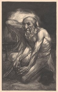 Istuva parrakas mies, jolla on siivet tekijältä Johannes Josephus Aarts