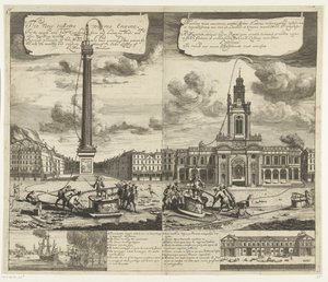 Gebruik van de slangbrandspuiten Lontoossa, n. 1690-1700 Uusi sukeing matomoottori Palojen nopeaan ja helppoon sammuttamiseen sekä lampien ja muiden seisovien vesien tyhjentämiseen (...) (otsikko esineessä) Machina nova exuctoria vermi: formis Flammis rest tekijältä Johannes Kip