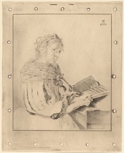Nuori tyttö näppäimistöllä, 1767. tekijältä Johannes Kornlein