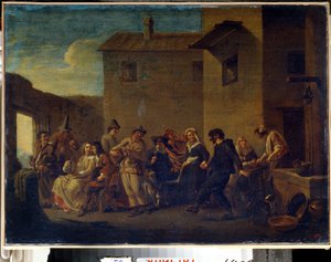 Venetsian karnevaali (Karnevaali Venetsiassa). Johannes Lingelbachin maalaus
