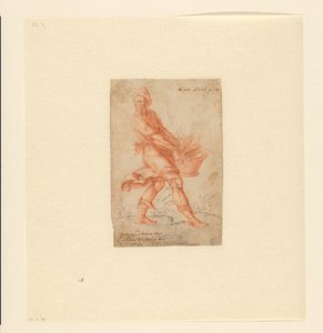 Kuvanveistäjä (?), jolla on kori täynnä pienoispatsaita tekijältä Johannes  Lutma