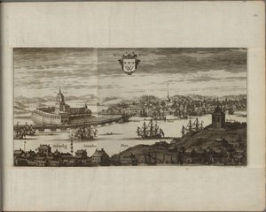 Vue de Viipuri (Venäjä) - Näkymä Viipurista, kirjoittanut Aveelen, Johannes van den (1655-1727). Kuparikaiverrus, Vuosina 1667-1700. Tukholman kansallismuseo tekijältä Johannes Van den Aveele