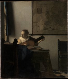 Junge Frau mit Laute tekijältä Johannes Vermeer