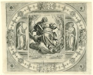 Evankelista Johannes S. Iohañis (otsikko esineessä) Neljä evankelistaa (sarjan nimi) tekijältä Johannes Wierix (rejected attribution)