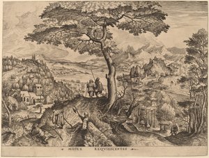 Sotilaat levossa tekijältä Johannes and Lucas van Doetechum after Pieter Bruegel the Elder