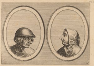 "Schonckje Wel-drocht" ja "Pronckje Heel-volmaeckt" tekijältä Johannes and Lucas van Doetechum after Pieter Bruegel the Elder