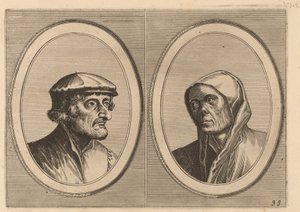 "Voorsichtighe Krijn" ja "Broentje Spaer-pots" tekijältä Johannes and Lucas van Doetechum after Pieter Bruegel the Elder