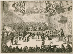Istunto alahuoneessa George II:n kanssa valtaistuimella