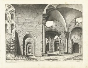 Näkymä Diocletianuksen kylpylöille Rooman rauniot, 1561 (sarjan nimi)