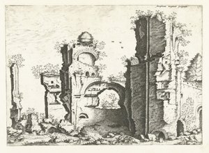 Näkymä raunioille, mahdollisesti Caracallan kylpylöille Rooman rauniot, 1561 (sarjan nimi)