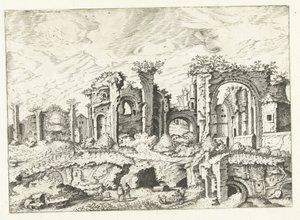 Neljäs näkymä Palatinus-kukkulan raunioista Rooman rauniot, 1561 (sarjan nimi)
