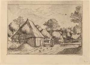 Maatila, jossa on vetokaivo tekijältä Johannes van Doetechum, the Elder and Lucas
