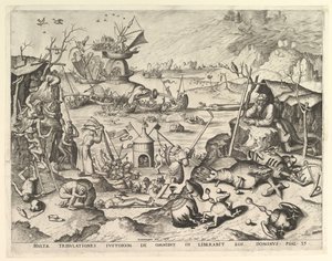 Pyhän Antoniuksen kiusaus.n.d. Tekijät: Johannes van Doetecum I, Lucas van Doetecum. tekijältä Johannes and Lucas van Doetecum