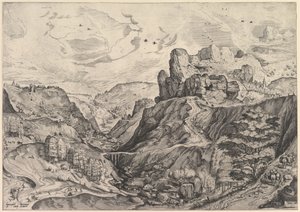 Alpine Landscape ja syvä laakso The Large Landscapesista, n. 1555-56.