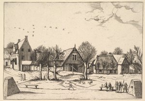 Country Village, etualalla jousimiehet Multifariarum casularum ruriumque linea..., 1559-61.
