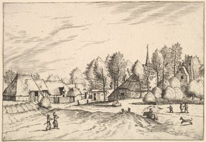 Maaseutukylä ja kirkkotorni Multifariarum casularum maaseudun piirteistä cur..., 1559-61