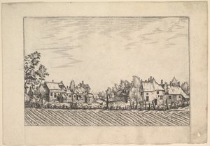 Maatilat, kynnetty pelto etualalla Praediorum villarum et rusticarum casu..., n. 1559-61. tekijältä Johannes van Doetecum I