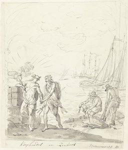 Kauppa ja merenkulku, koristelu Nieuwmarktilla, 1795 Kauppa ja toimitus (nimi esineessä) tekijältä Johannes van Dregt (rejected attribution)