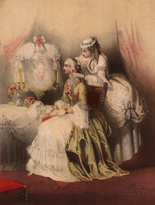 Marie Antoinette piikansa kanssa (väri litho)
