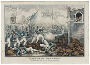 Montereyn taistelu 7. heinäkuuta 1846, Nathaniel Currierin (1813-88) litho tekijältä John (after) Cameron