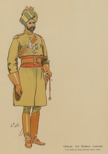 Upseeri 7th Bombay Lancers (väri litho) tekijältä John (after) Charlton