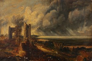 Hadleighin linna, Thamesin suu - aamu myrskyisän yön jälkeen (öljy kankaalle) (oil on canvas) tekijältä John (after) Constable