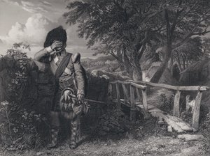 Robert Burnsin kuvitus sotilaan paluuseen (kaiverrus)