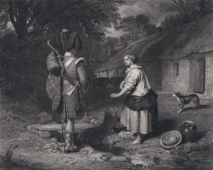 Robert Burnsin kuvitus sotilaan paluuseen (kaiverrus)
