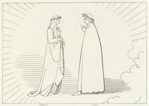 Beatrice ja Dante, Paratiisi, Canto 7 (kaiverrus) tekijältä John (after) Flaxman