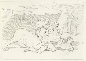 Cerberus, Inferno, Canto 6 (kaiverrus) tekijältä John (after) Flaxman