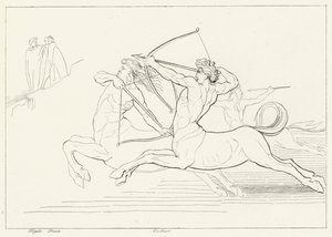 Kentaurien kohtaaminen, Inferno, Canto 12 (kaiverrus) tekijältä John (after) Flaxman
