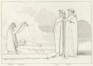 Tuliset haudat, Inferno, Canto 10 (kaiverrus) tekijältä John (after) Flaxman