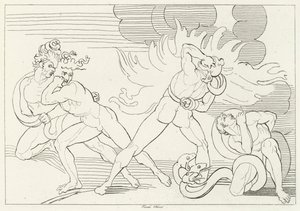The Fiery Serpents, Inferno, Canto 24 (kaiverrus) tekijältä John (after) Flaxman
