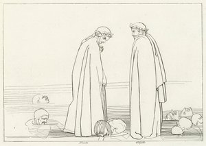 The Frozen Lake, Inferno, Canto 32 (kaiverrus) tekijältä John (after) Flaxman
