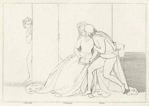 The Lovers Surprised, Inferno, Canto 5 (kaiverrus) tekijältä John (after) Flaxman